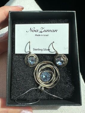 Noa Zuman Sterling Silver Blue Crystal Earrings